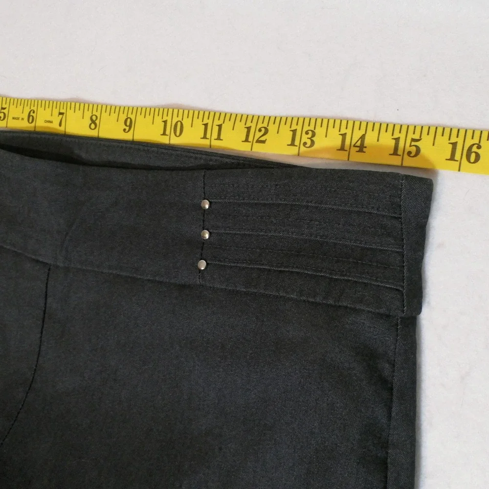 JM Collection Women Capri Pants M Gray Stretch Studded Clean Girl Neutral Career